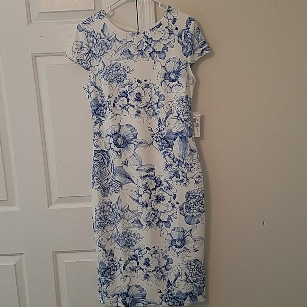 Premier Armour white and blue floral print dress
